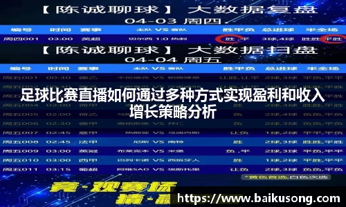 足球比赛直播如何通过多种方式实现盈利和收入增长策略分析
